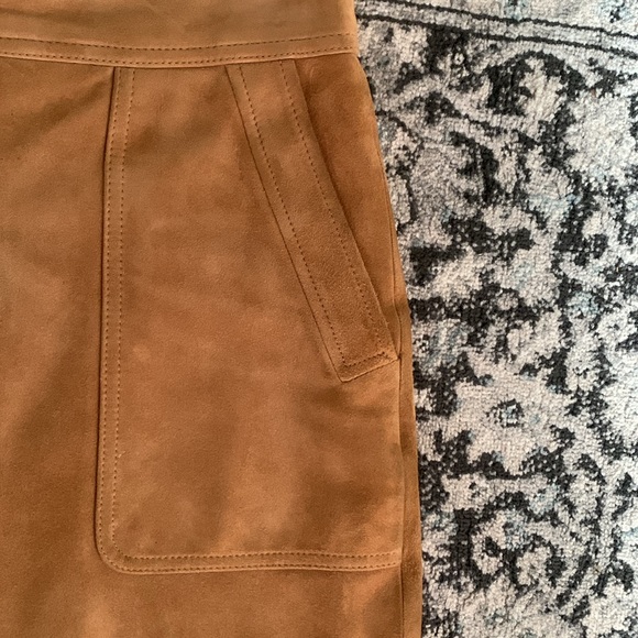 VINCE chestnut Brown Leather Suede Winter A-line Skirt Women’s 2 XS $595 LUXURY - Picture 4 of 6